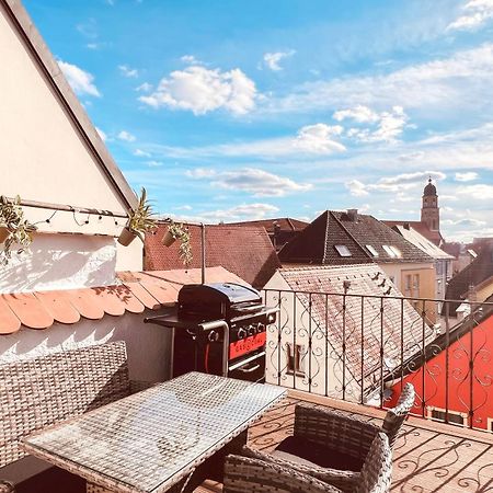 Zentrales Turm-Apt Mit Terrasse Amberg Bagian luar foto
